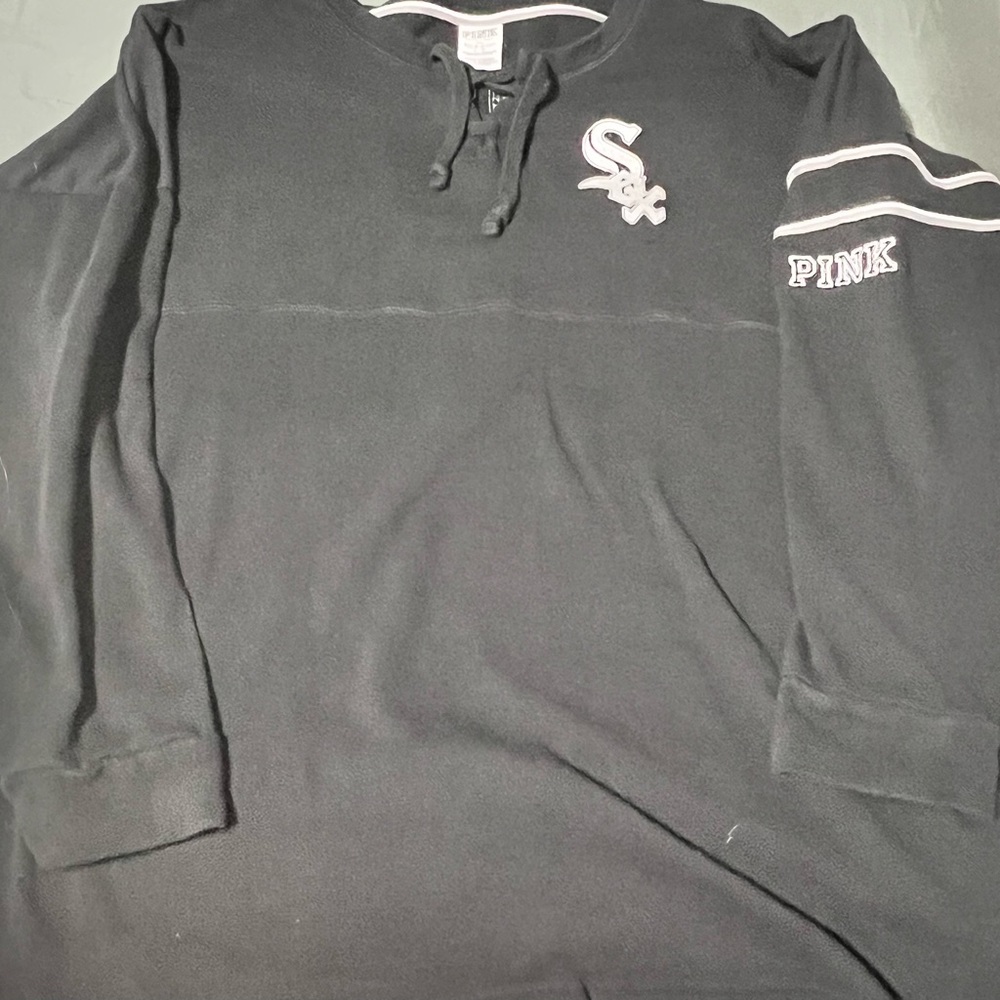 PINK Victoria's Secret Black and White White Sox series Shirt